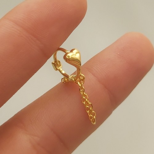 Kalp Zincirli Küpe Gold