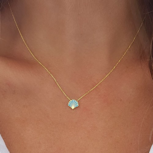 Turkuaz İstiridye Kolye Gold