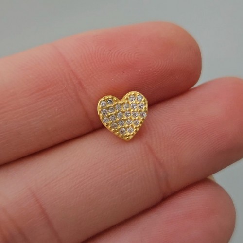 Butterfly Soft Kalp Küpe Taşlı Gold