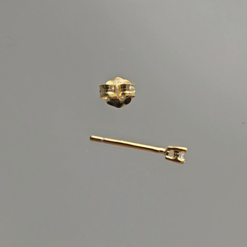 2mm Mikro Tek Taş Küpe Gold