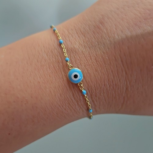 Turkuaz Nazar Bileklik Gold