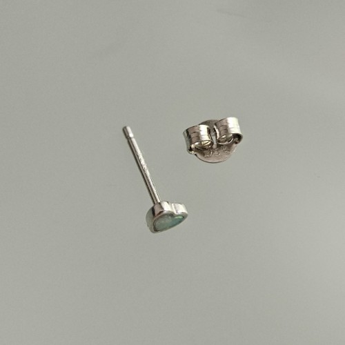 Beyaz Opal Kalp Küpe Silver