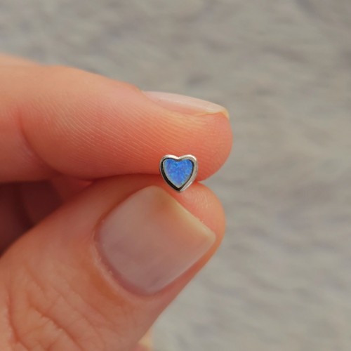 Mavi Opal Kalp Küpe Silver
