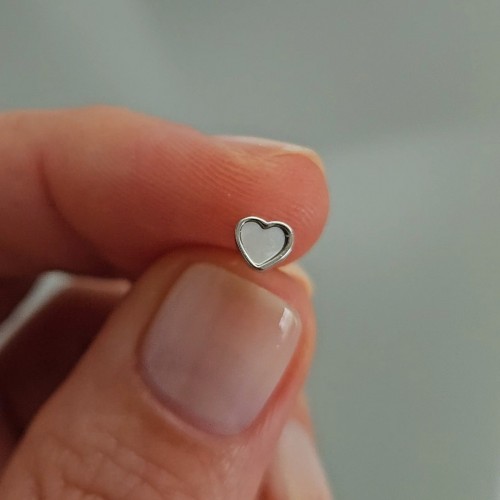 Sedef Kalp Pin Küpe M Silver
