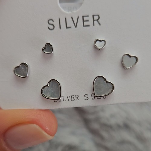 Sedef Kalp Pin Küpe M Silver