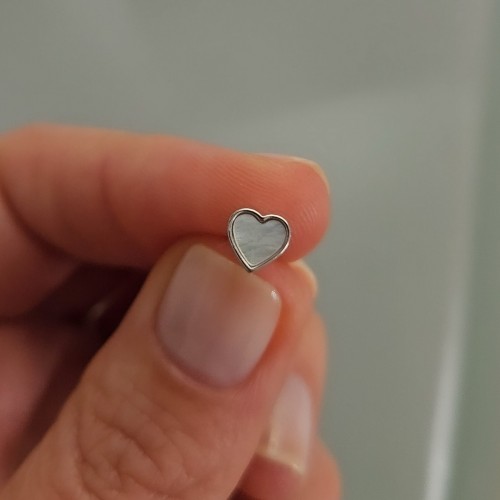 Sedef Kalp Pin Küpe L Silver
