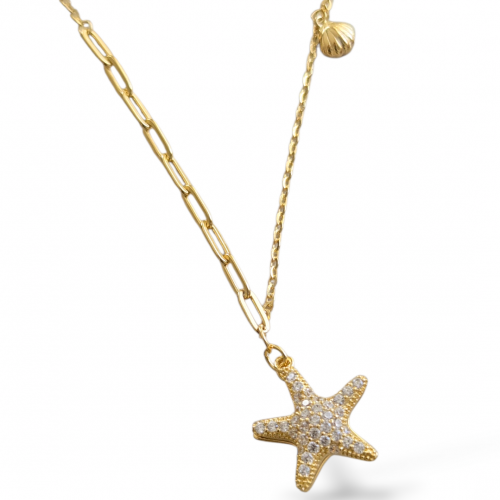 İNCİLİ DENİZ YILDIZI KOLYE