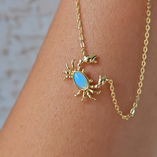 OPAL YENGEÇ KOLYE 925 GUMUS