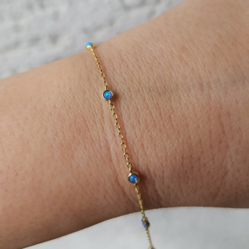 MAVİ OPAL POINT 925 GÜMÜŞ BİLEKLİK