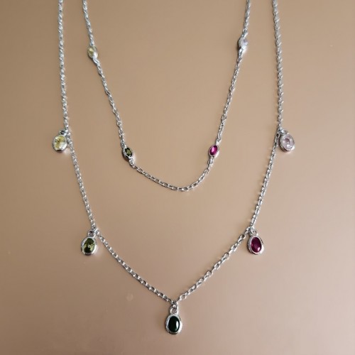 CARMEN OVAL İKİLİ CHOKER 925 GÜMÜŞ KOLYE 38CM