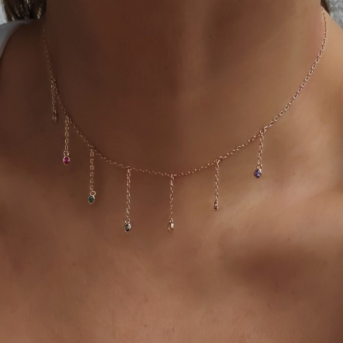 CARMEN OVAL SALKIM CHOKER 925 GÜMÜŞ KOLYE 38CM