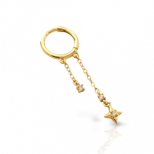 LEXİ ZİNCİRLİ YILDIZ TEK TAŞ 925 GÜMÜŞ KÜPE