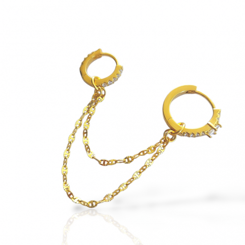 MARLA İKİLİ ZİNCİRLİ HALKA 925 GÜMÜŞ KÜPE