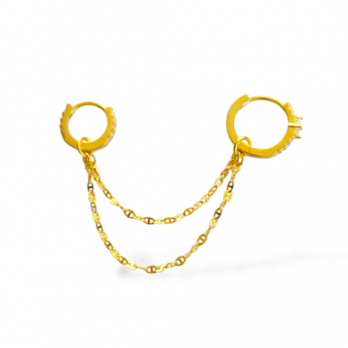 MARLA İKİLİ ZİNCİRLİ HALKA 925 GÜMÜŞ KÜPE