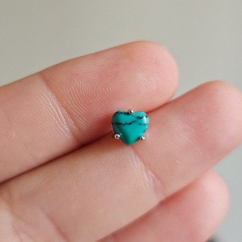 FİRUZE TURKUAZ TAŞLI KALP KÜPE 925 GÜMÜŞ KÜPE