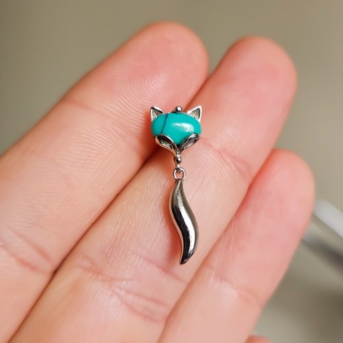 FİRUZE TURKUAZ TAŞLI FOX TİLKİ 925 GÜMÜŞ KÜPE