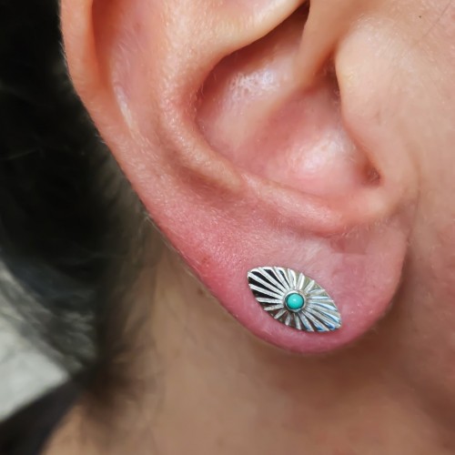 FİRUZE TURKUAZ TAŞLI MAYA EYE 925 GÜMÜŞ KÜPE