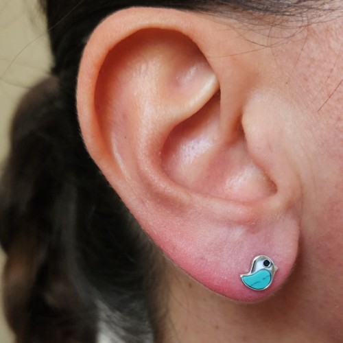 FİRUZE TURKUAZ LOVE BIRD 925 GÜMÜŞ KÜPE