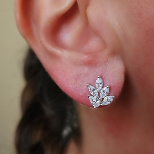 YAPRAK 925 GÜMÜŞ KÜPE