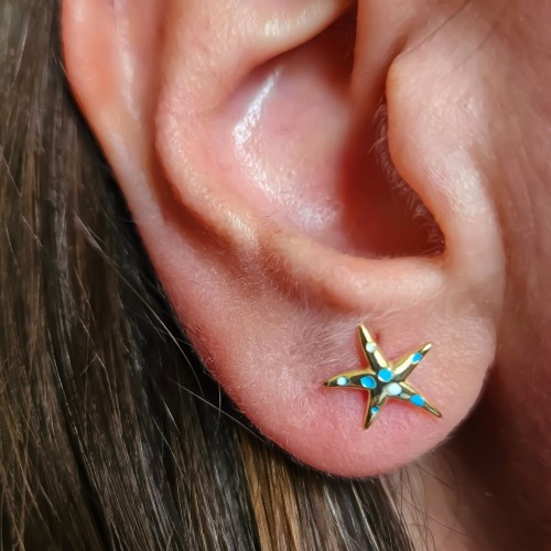 MİNELİ DENİZ YILDIZI 925 GÜMÜŞ KÜPE