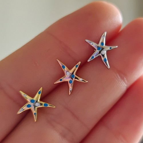 MİNELİ DENİZ YILDIZI 925 GÜMÜŞ KÜPE