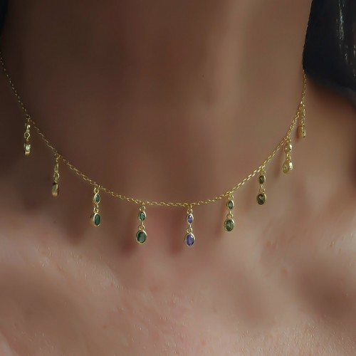 CARMEN OVAL CHOKER 925 GÜMÜŞ KOLYE 38CM